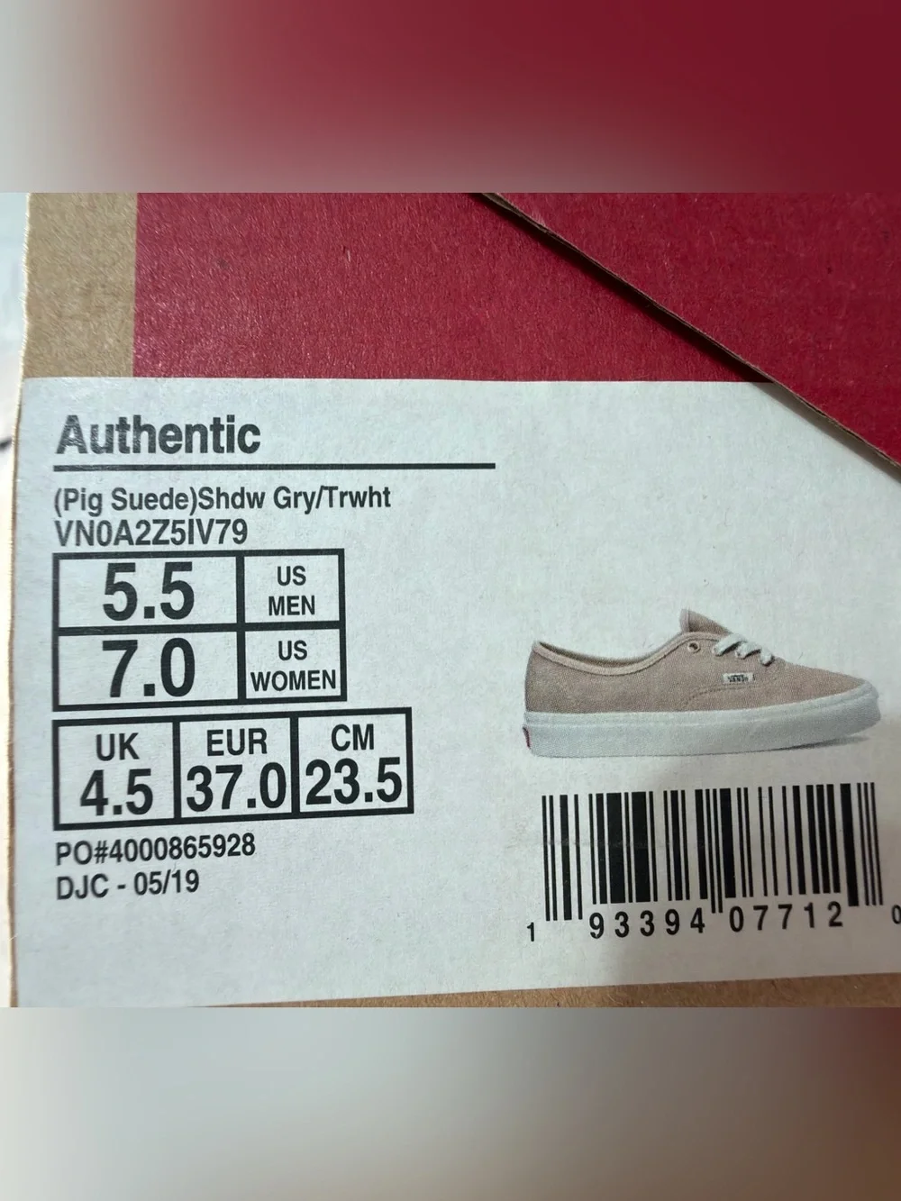 NIB Vans Authentic Suede Lace-Up Platform Sneakers in Dusty Pink and White - Picture 7 of 7